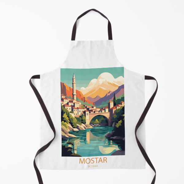 Item preview, Vintage minimal retro travel poster from Mostar, Bosnia designed and sold by pod24.