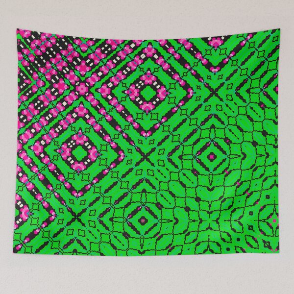 Item preview, Green and Pink Colorful Chaos Tesselated Kaleidoscopic Diagonal Pattern designed and sold by OwlWorks.