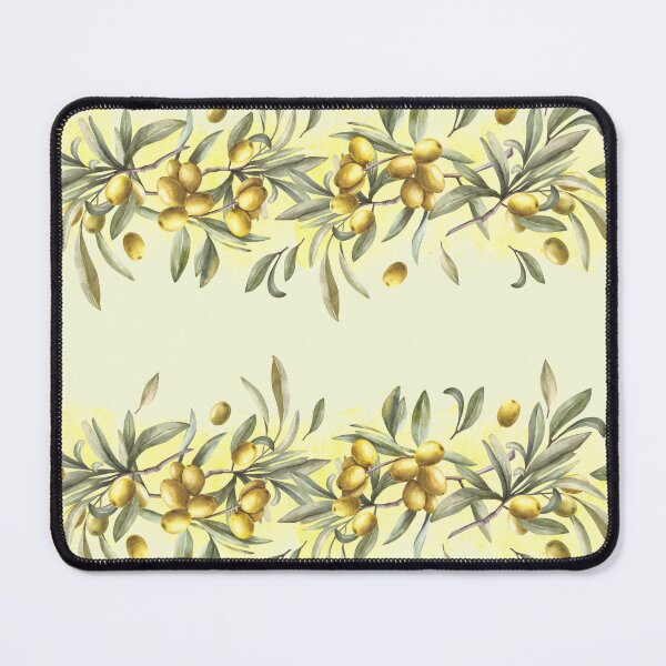 Item preview, Watercolor Olive tree branch with green leaves, fruits berries. Seamless border.  designed and sold by BartolArt.
