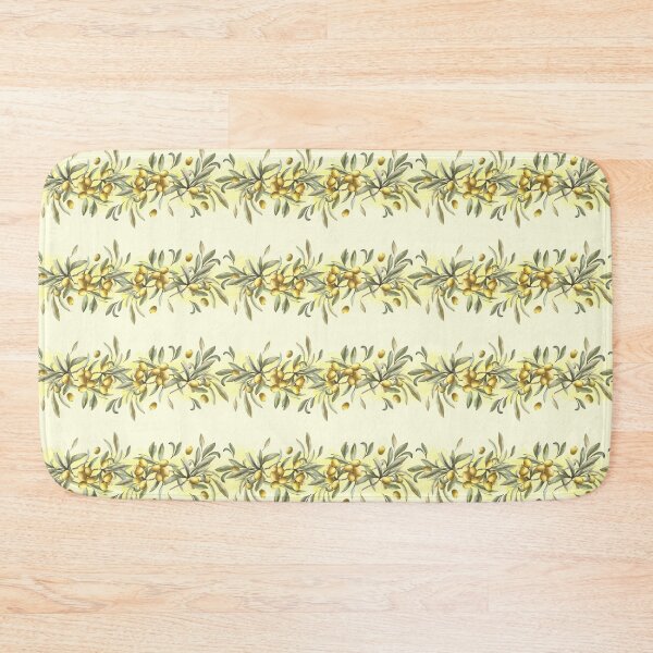 Item preview, Watercolor Olive tree branch with green leaves, fruits berries. Seamless border.  designed and sold by BartolArt.
