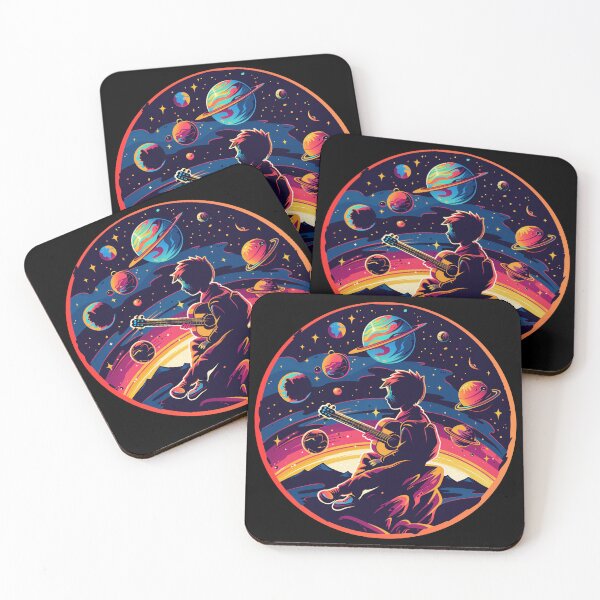 Item preview, Beautiful Relaxing View, Boy with Guitar in Space, Cosmic Colors designed and sold by TheDarkStone.