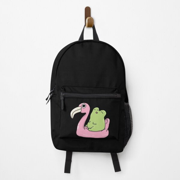 Item preview, Kawai Frog On a Swimming Ring Flamingo Sticker designed and sold by CANDYFrog.