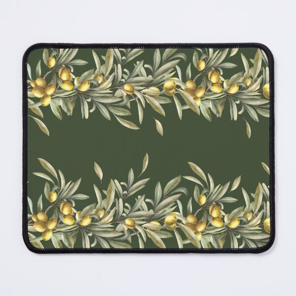 Item preview, Olive tree branch with green leaves, fruits berries. Watercolor painted border.  designed and sold by BartolArt.