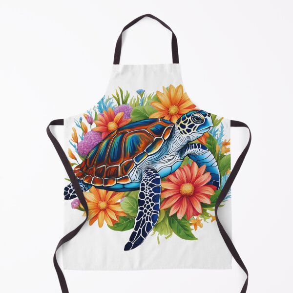 Item preview, Blooming Oasis: A Sea Turtle Rests Among Colorful Flowers designed and sold by FitEnvy.