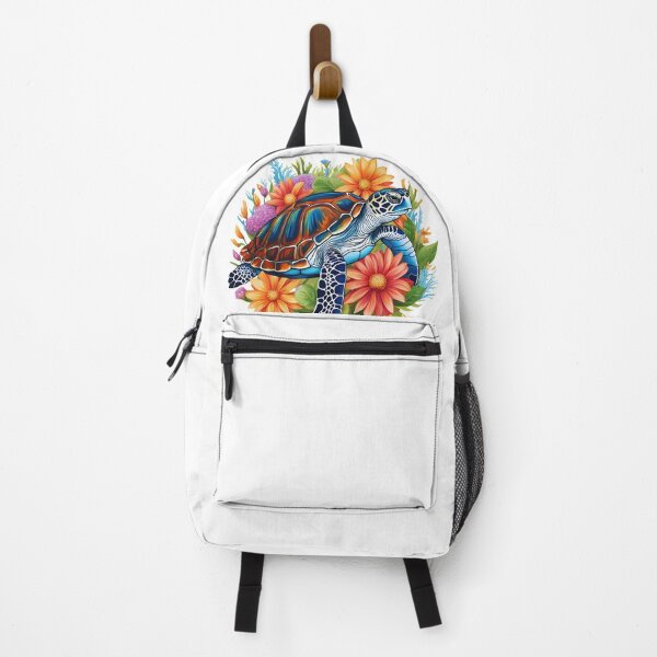Item preview, Blooming Oasis: A Sea Turtle Rests Among Colorful Flowers  designed and sold by FitEnvy.