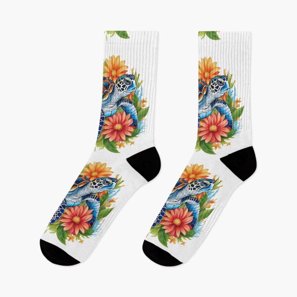Item preview, Blooming Oasis: A Sea Turtle Rests Among Colorful Flowers  designed and sold by FitEnvy.
