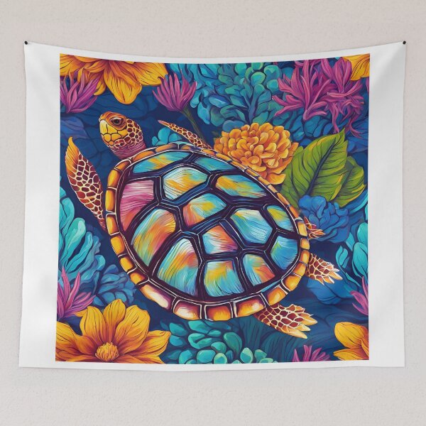 Item preview, hell of Many Colors: A Vibrant Sea Turtle Explores the Reef  designed and sold by FitEnvy.