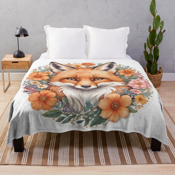 Item preview, A fox portrait surrounded by vibrant flowers designed and sold by CreativPurpose.