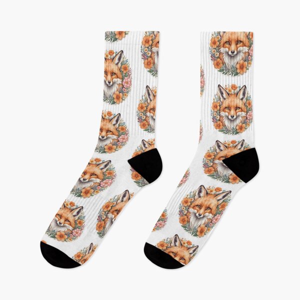 Item preview, A fox portrait surrounded by vibrant flowers designed and sold by CreativPurpose.