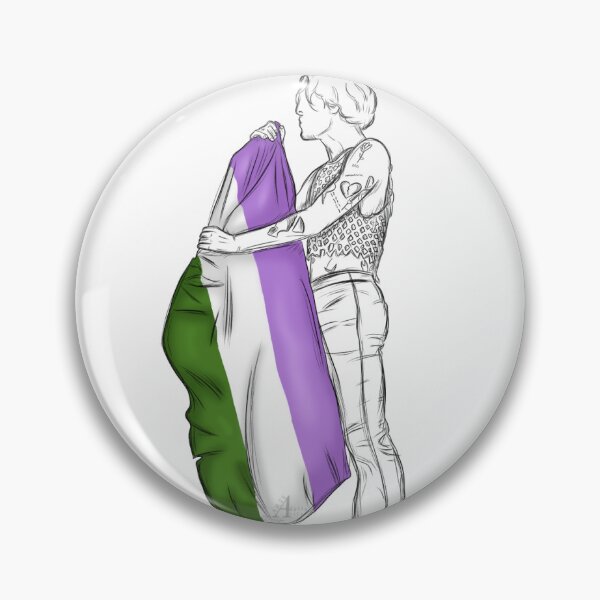 Item preview, Måneskin Damiano David with gender queer flag designed and sold by ArteDellaVitaDE.