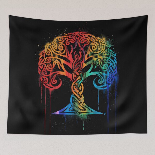 Item preview, The Celtic Tree of Life A Rainbow Born on Black designed and sold by CELTIC-DESIGNS.