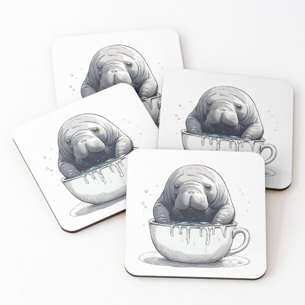 Item preview, Manatee Teacup Bath Art designed and sold by Justina Designs.