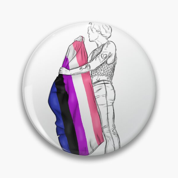 Item preview, Måneskin Damiano David with genderfluid flag designed and sold by ArteDellaVitaDE.
