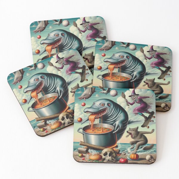 Item preview, Porpoise, Skateboarding Witch, Wolf, Surreal Feast of Chaos! designed and sold by Grindcorer.