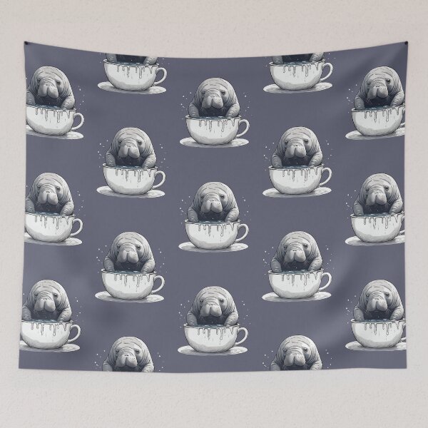 Item preview, Manatee Teacup Bath Art designed and sold by Justina Designs.