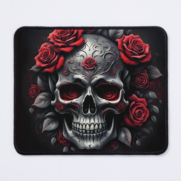 Item preview, Dramatic and beautiful scull with red roses designed and sold by Magixa.