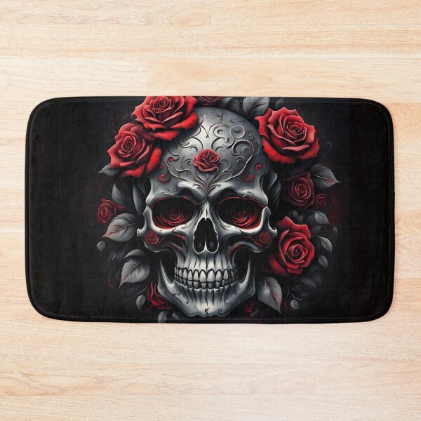 Item preview, Dramatic and beautiful scull with red roses designed and sold by Magixa.