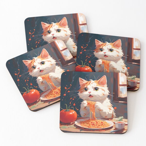 Item preview, Cat eating spaghetti designed and sold by ArtsyWishesShop.