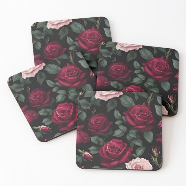 Item preview, Bordeaux and light roses floral dark girlie flowers gift for gardener garden lovers poet decadence designed and sold by Fantasy Cache.
