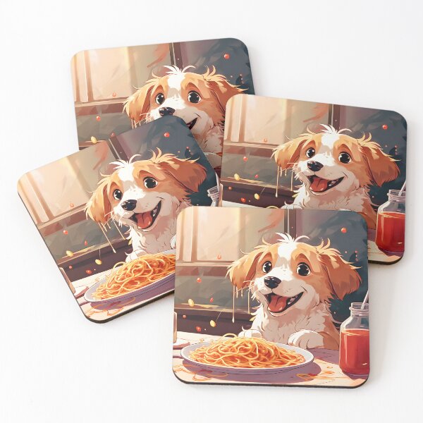 Item preview, Dog eating spaghetti designed and sold by ArtsyWishesShop.