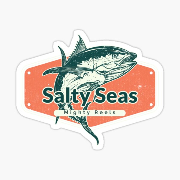 Vista previa del artículo con la obra «Mares salados Carretes poderosos Pesca en alta mar», diseñado y vendido por JonoTee.