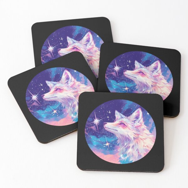 Item preview, Cyber White Fox // Aesthetic White Fox // Galaxy and Stars //  Animal Cute Art // Gaming Aesthetic Stickers designed and sold by SMARTKIT  DESIGNAGENCY.