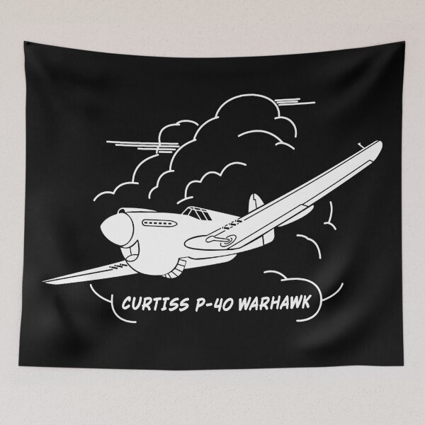 Item preview, Curtiss P-40 Warhawk American WW2 Plane Flying Clouds Silhouette designed and sold by MilitaryMart.