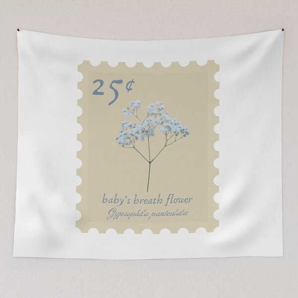 Item preview, Baby's breath flower vintage stamp designed and sold by Jasmine Sixel.