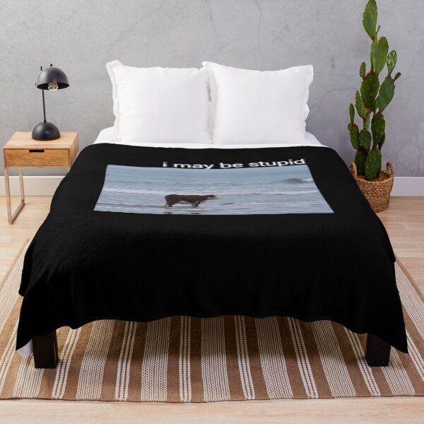 Item preview, I May Be Stupid Cow on Beach Meme designed and sold by PixVib.