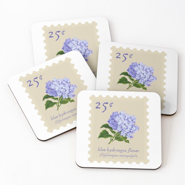 Item preview, Blue hydrangea flower vintage stamp designed and sold by Jasmine Sixel.