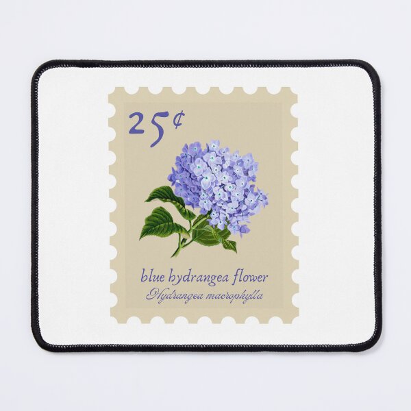 Item preview, Blue hydrangea flower vintage stamp designed and sold by Jasmine Sixel.
