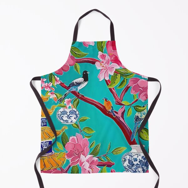 Item preview, Pink and green chinoiserie garden oil painting designed and sold by SophieClimaArt.