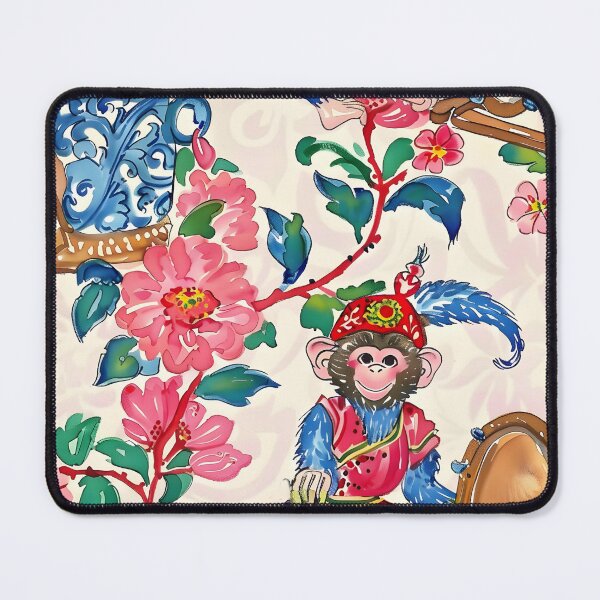 Item preview, Chinoiserie monkey playing drums designed and sold by SophieClimaArt.