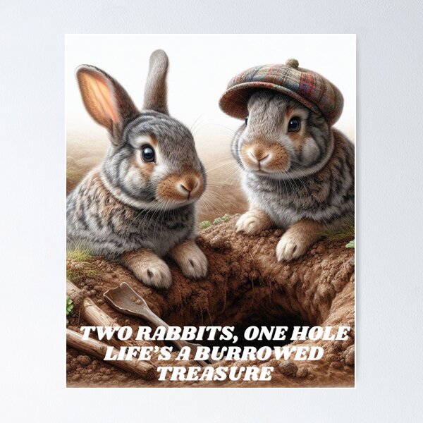 Item preview, Two rabbits, one hole—life’s a burrowed treasure designed and sold by Littleprince2.