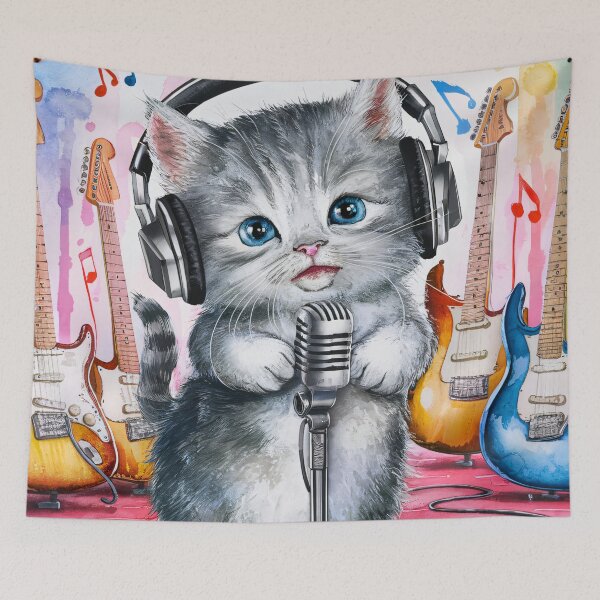 Item preview, A Cute Gray Kitten Singing designed and sold by pixelplaza.