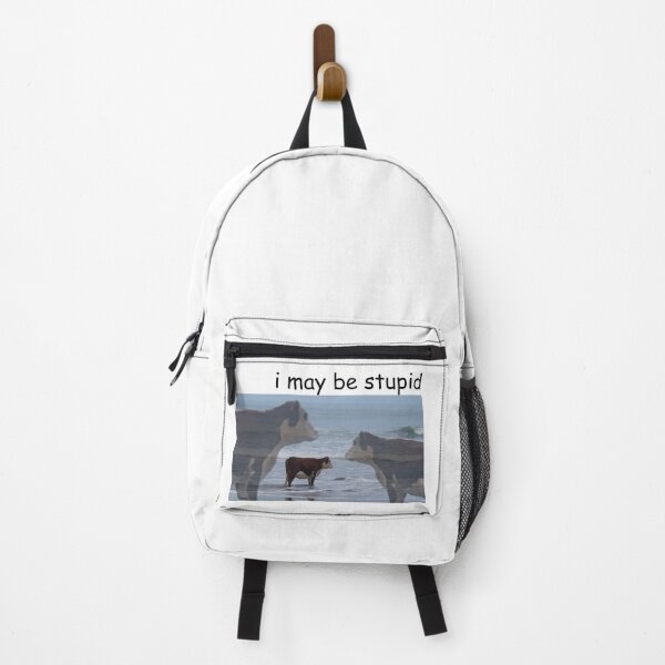 Item preview, I May Be Stupid Cow on Beach Meme designed and sold by PixVib.