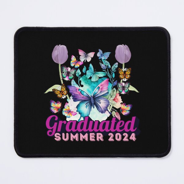 Item preview, Graduated In Summer 2024 Colorful Butterflies with Leaves Collagen Design designed and sold by Raise2Shine.