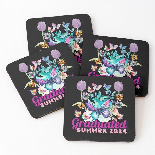 Item preview, Graduated In Summer 2024 Colorful Butterflies with Leaves Collagen Design designed and sold by Raise2Shine.