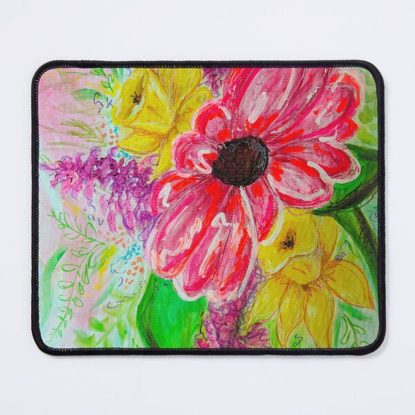 Item preview, Easter Morning_Expressive Gerbera Daisy and Daffodil blossom designed and sold by JessicaHuffArt.