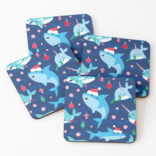 Item preview, Under The Sea Christmas Narwhal Shark Pattern designed and sold by SamAnnDesigns.