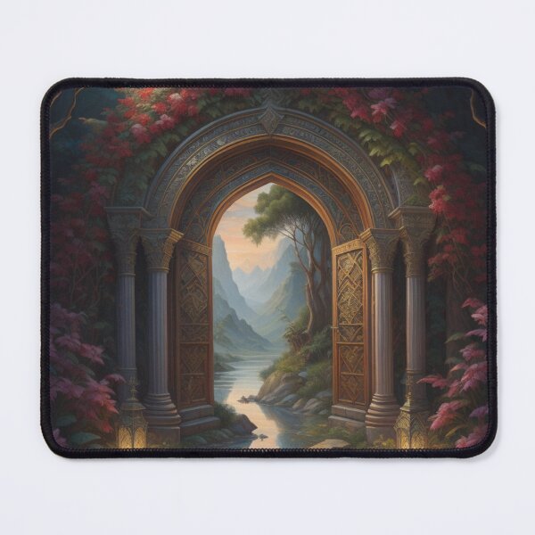 Item preview, Enchanted Floral Gateway Hidden Realm With Majestic Mountains designed and sold by EnchantedVista.