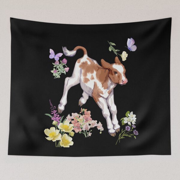 Artikelvorschau, Laufendes Babykalb mit buntem Blumendesign entworfen und verkauft von EarthArtDesigns.