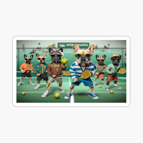 Aperçu de l'œuvre Équipe de Pickleball de Bouledogue Français créée et vendue par TheDogOnIt.