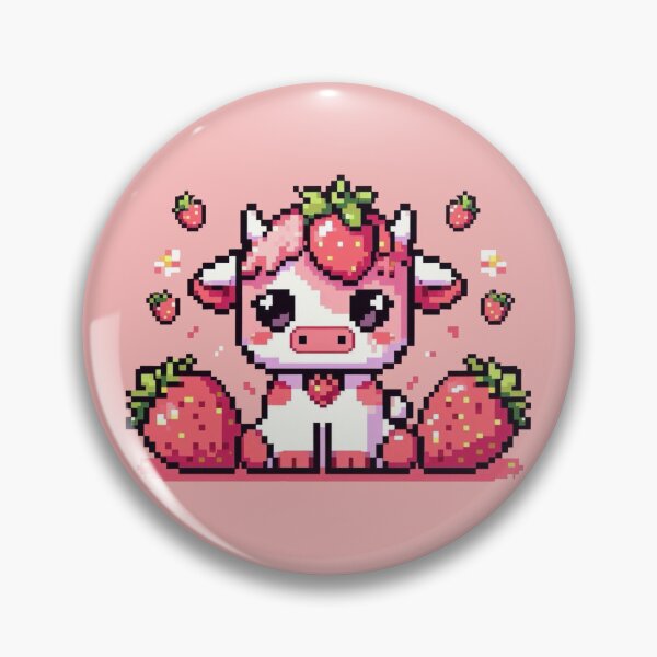 Artikelvorschau, Kawaii Erdbeerkuh Pixel Art entworfen und verkauft von Vibrantpixel47.