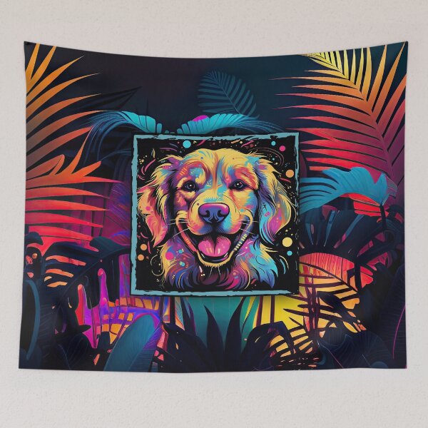 Item preview, Neon Golden Retriever Electric Jungle Theme | CUSTOM products | Neon Dog  designed and sold by MemeorableMerch.