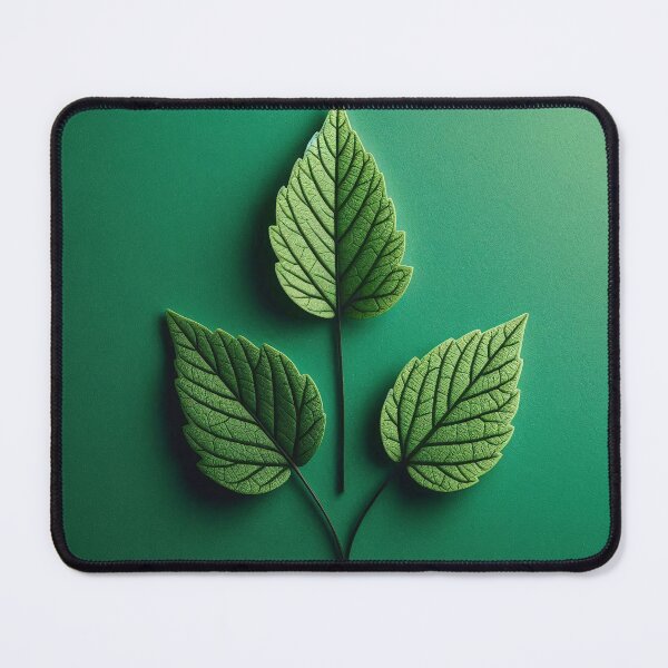 Item preview, Three green leaves with detailed veins on a textured green background designed and sold by homydesign.