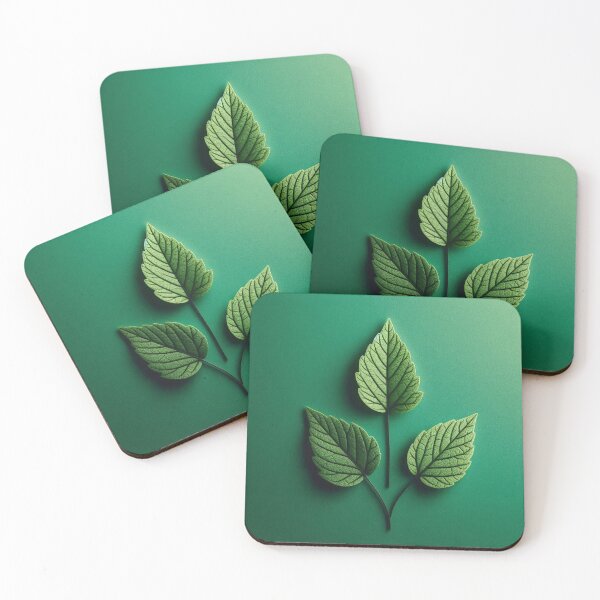 Item preview, Three green leaves with detailed veins on a textured green background designed and sold by homydesign.