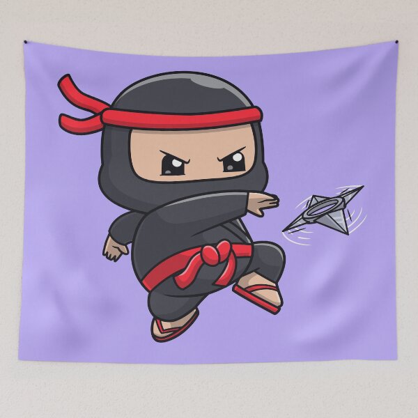 Item preview, Cute Ninja Fighter Holding Shuriken Cartoon Vector Icon - Adorable People and Holiday Illustration designed and sold by hjian8219.