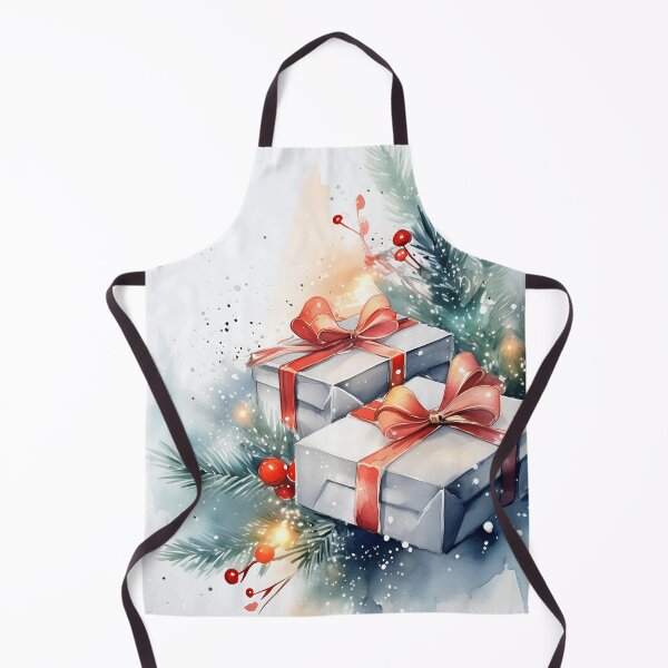 Item preview, Two festive gifts with red ribbons nestled amongst snowy branches designed and sold by homydesign.