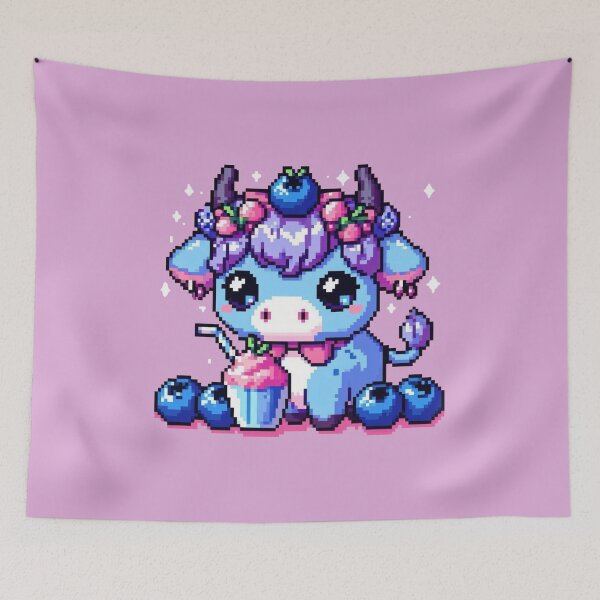 Item preview, Kawaii Berry Cow Pixel Art designed and sold by Vibrantpixel47.